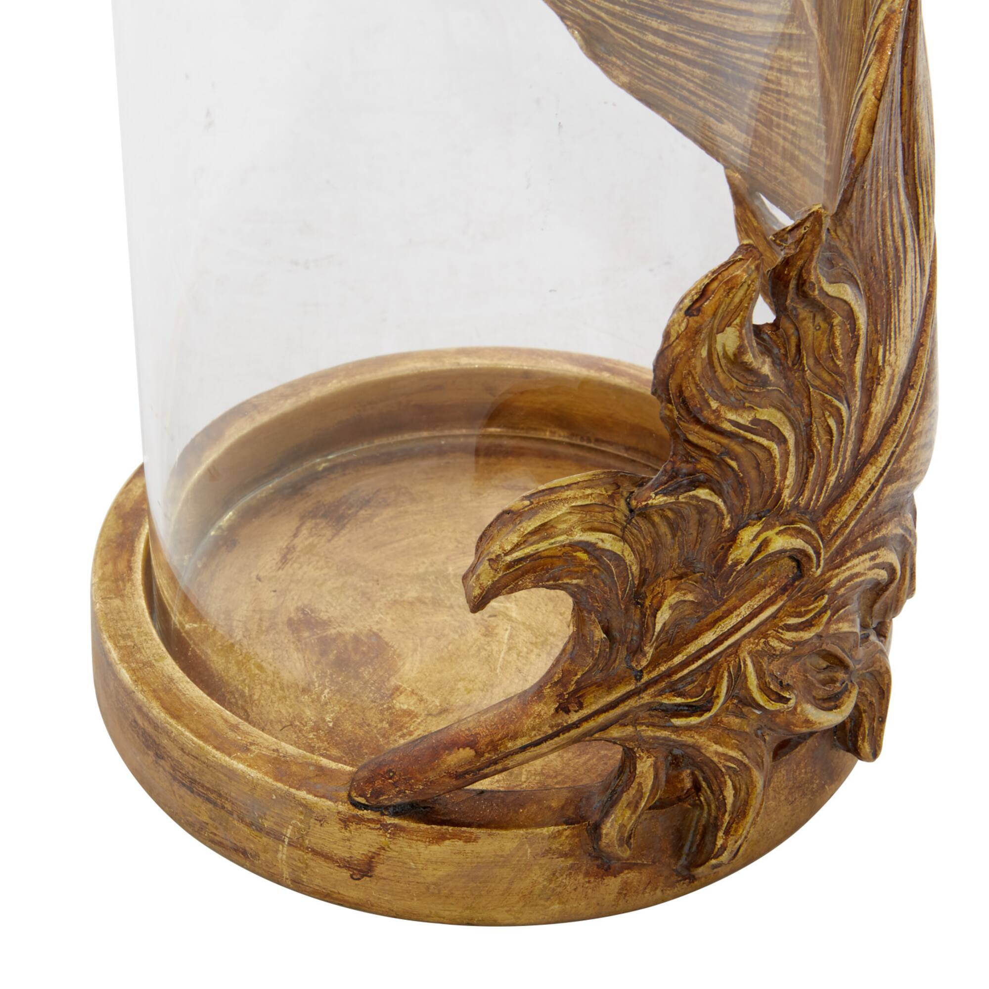 10" Gold Leaf Glass Traditional Candlestick Holder
